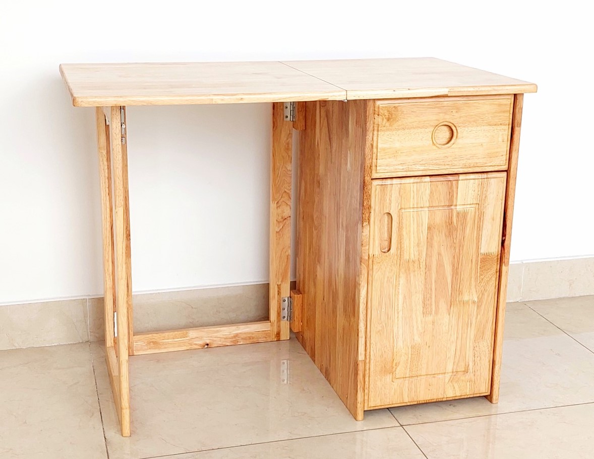 Bàn Làm Việc, Bàn Học Gỗ Cao Su Xếp Gọn 2 Hộc 90*50cm Nhiều Màu - Gỗ Song Bản