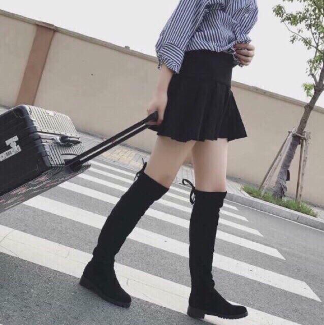 Bốt đùi nữ gót bệt 3 phân