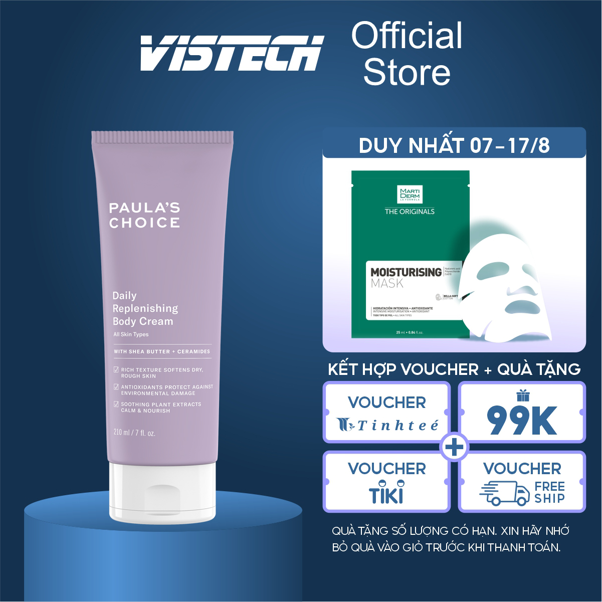 Kem Dưỡng Thể Giúp Săn Chắc Làm Mềm Mượt Da Paula's Choice Daily Replenishing Body Cream