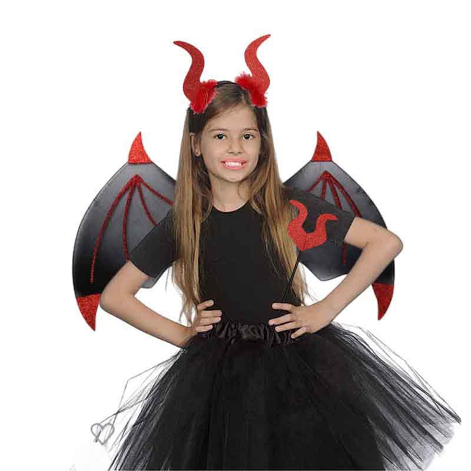 Halloween Devil Costume Set with Devil  Men Women  Devil Costume Accessories for Children's Day Performance Fancy Dress