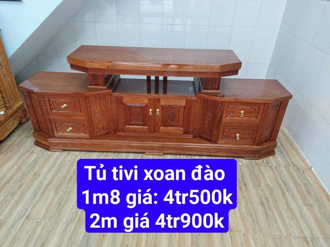 Tủ tivi-Kệ Tivi Gỗ Xoan Đào 2 Tầng Dài Đẹp