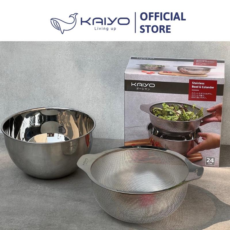 Bộ tô trộn và rổ inox Kaiyo, size 24cm