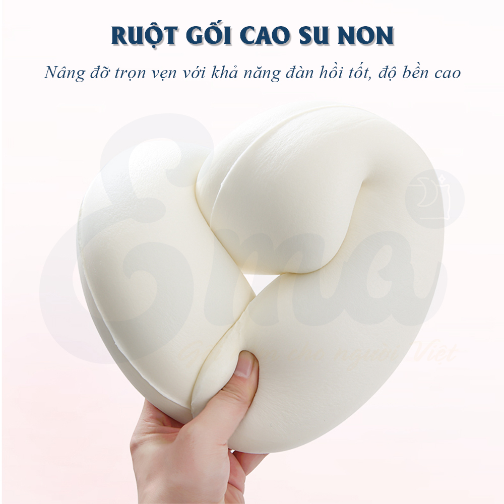 Gối chữ U kê cổ có mũ trùm đầu EMA - Dành cho dân văn phòng, đi du lịch, tàu xe