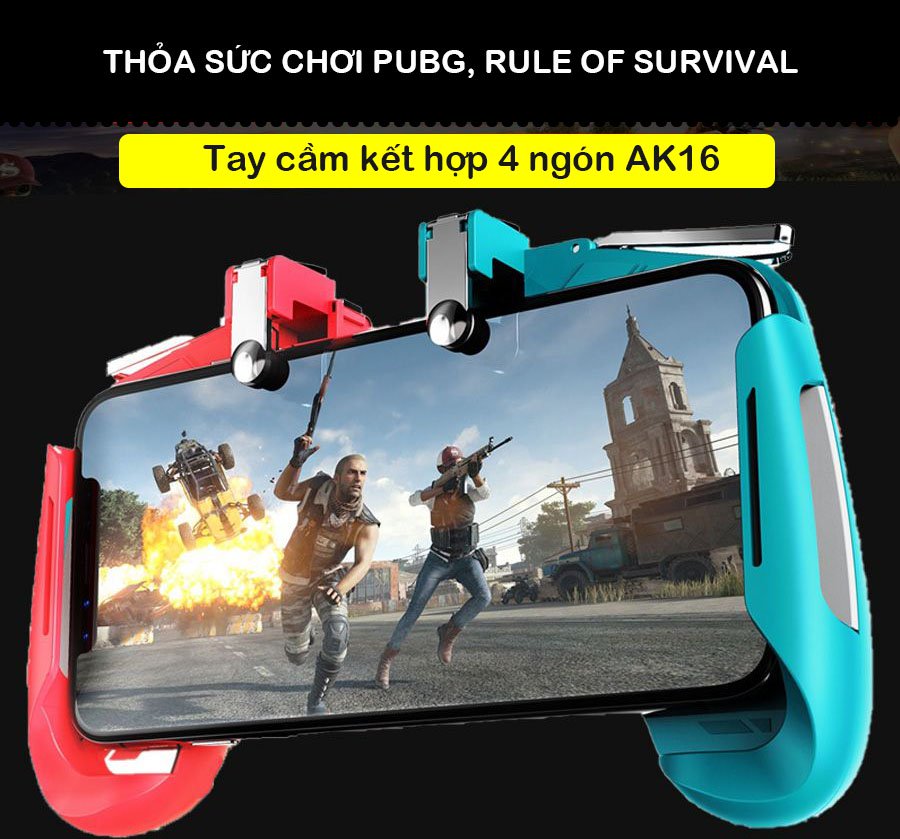 Tay cầm chơi game PUBG, Rules Of Survival, Apex Legend kèm nút bắn Gpoint cơ kim loại Promax AK16 - Thiết kế 2 màu cho sự phá cách