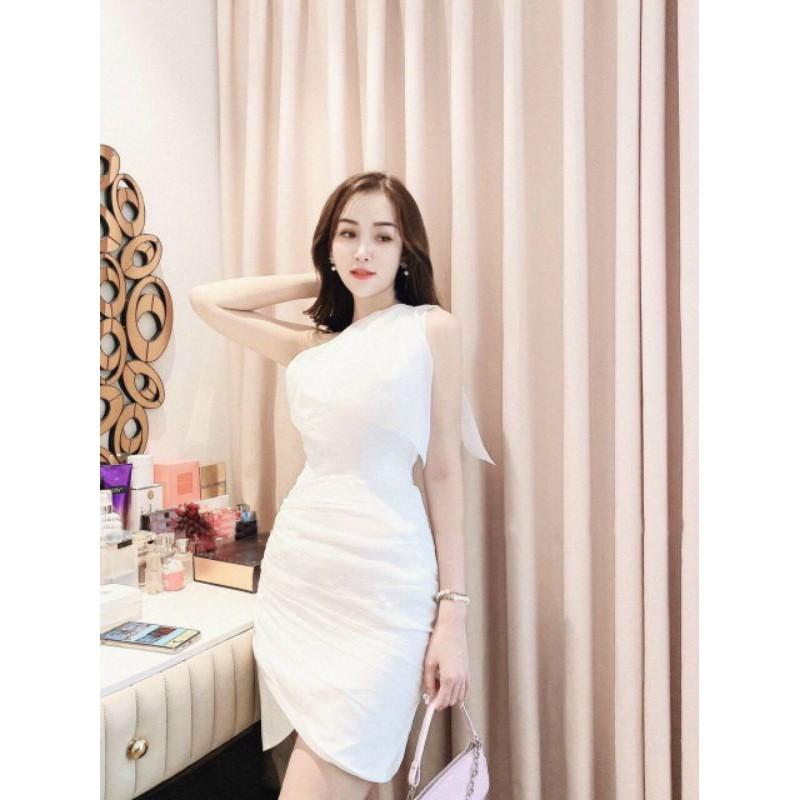 Đầm dự tiệc ôm body dáng xòe chéo vai Maria Dress