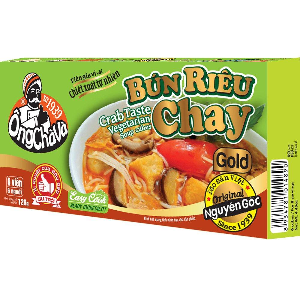 Combo 3 Hộp Viên Gia Vị NẤU CHAY Gold (Hủ tiếu chay, Bún Riêu Chay, Súp Chay-126gram/hộp) - Vegetarian seasoni