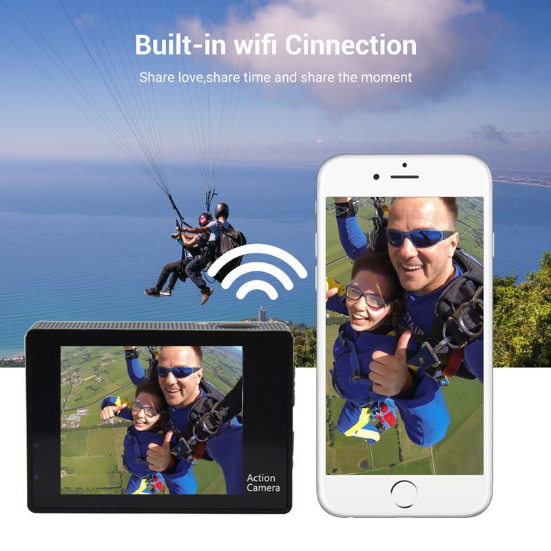 Camera hành động 4K Ultra HD 1080p/30fps WiFi 2.0 "170d Underwater WaterProof Catch