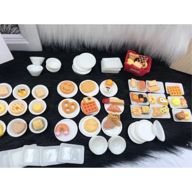 Set 3 dĩa tô mini trang trí nhà búp bê. Đĩa đựng đồ ăn mini. Dĩa mini. Miniature dollhouse.