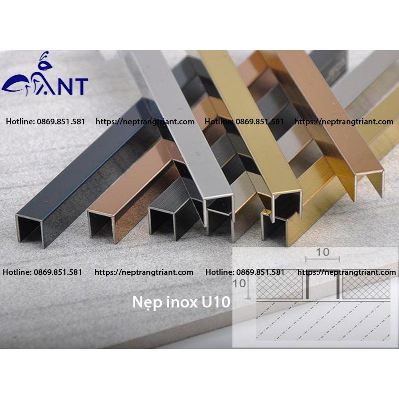 Nẹp inox U màu hồng xước, nẹp chữ u inox, nẹp inox ốp gạch, inox304, thanh dài 2m44 dày 0.8li trang trí nội thất, có sỉ