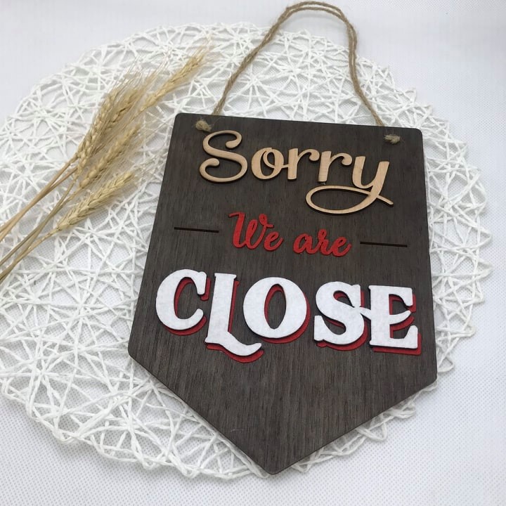 Bảng gỗ trang trí 2 MẶT OPEN - CLOSE