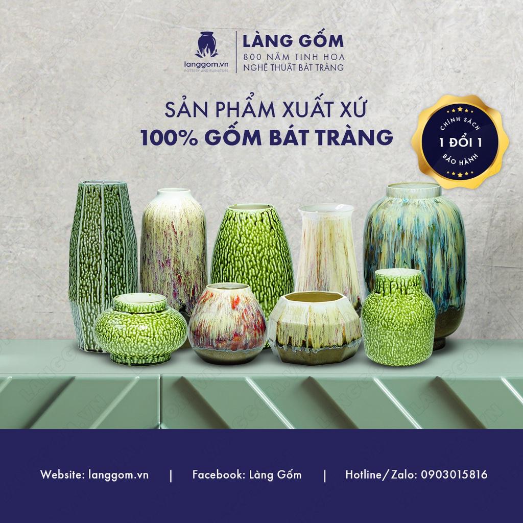 Bình hoa, lọ hoa Gốm sứ Bát Tràng cao cấp Men chảy dáng bầu dùng làm quà tặng, trang trí - Làng Gốm Bát Tràng