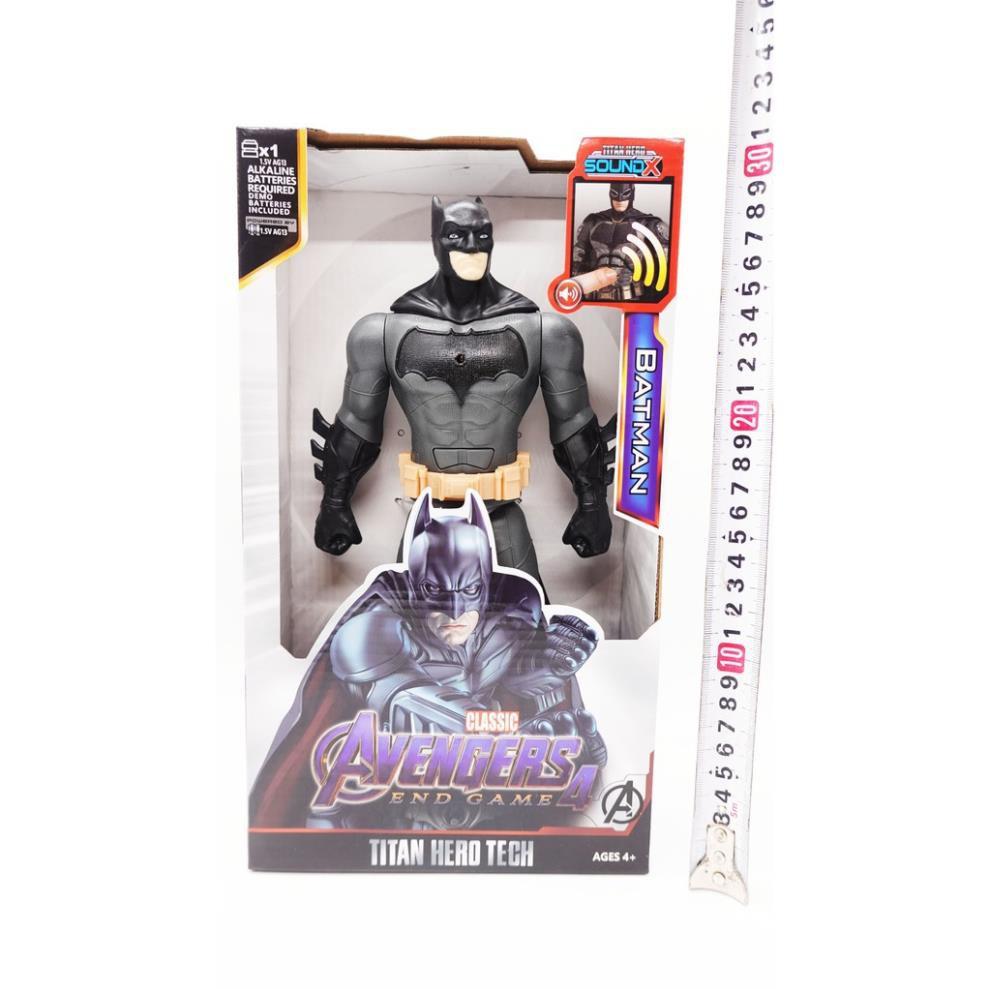 Mô Hình Batman siêu anh hùng Người Dơi Cao 30cm, Có Khớp xoay chuyển động, Có đén LED, Nhựa Đặc.