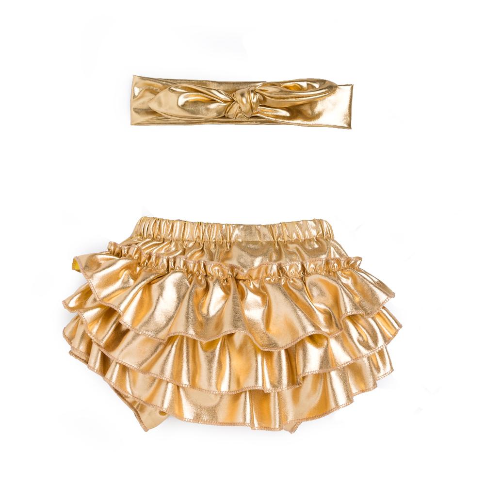 4 Cái/bộ Bé Gái Romper Áo Liền Quần Bộ Quần Áo Cotton Jumpsuit Vàng Xù Bloomers Quần Shorts Đầu Phù Hợp Với Quần Áo Sơ Sinh Trang Phục