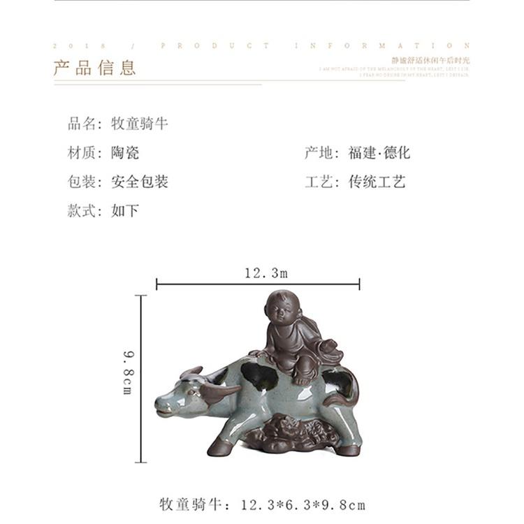 Tượng mục đồng gốm tử sa- chú bé cưỡi trâu- Tượng gốm decor trang trí tiểu cảnh bonsai phối lũa