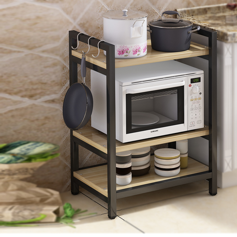 Kệ Đa Năng 3 Tầng Khung Sắt Mặt Gỗ Chắc Chắn Dễ Dàng Lắp Ráp Dùng Cho Nhà Bếp, Trang Trí, Decor Phòng