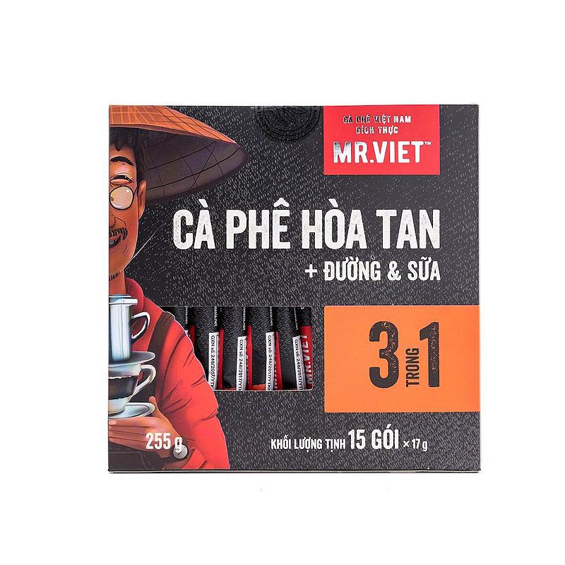 Cà phê Hòa Tan 3 trong 1 MR Viet 255g (Cafe Mr Viet 3 in 1 Instant Coffee)