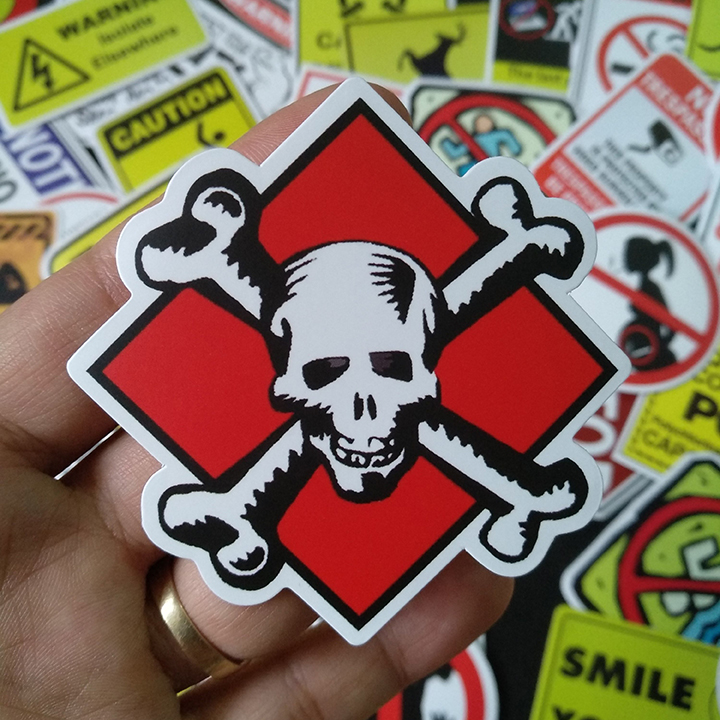 Bộ Sticker dán cao cấp chủ đề WARNING - Dùng dán Xe, dán mũ bảo hiểm, dán Laptop