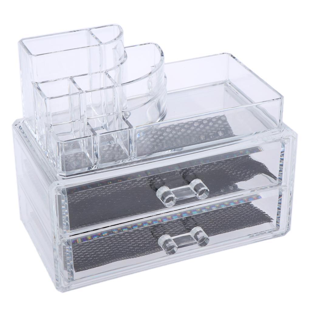 Acrylic Cosmetic Luxury Jewelry Lipstick Case Makeup Organizer with 2 Drawer