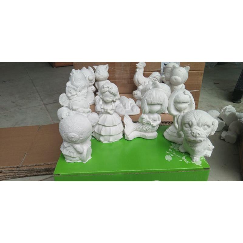 Combo 10 tượng tô màu thạch cao kèm màu cọ