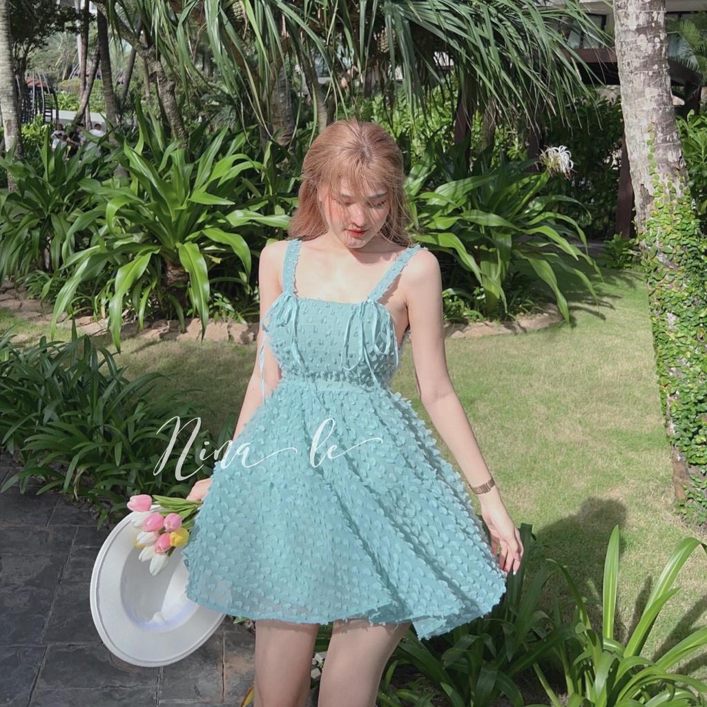 Đầm nữ hai dây dáng xòe lông vũ xinh xắn dạo phố, đi biển với 3 màu sắc