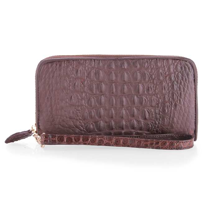 Bóp nữ da cá sấu Huy Hoàng 1 khóa nguyên con màu đen, nâu đỏ, vàng bò, nâu đất HT3245-46-47-48