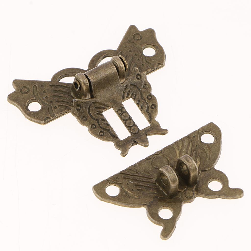 6pcs Antique Butterfly Latch Hasps Hinges with Screws for Wooden Jewelry Box