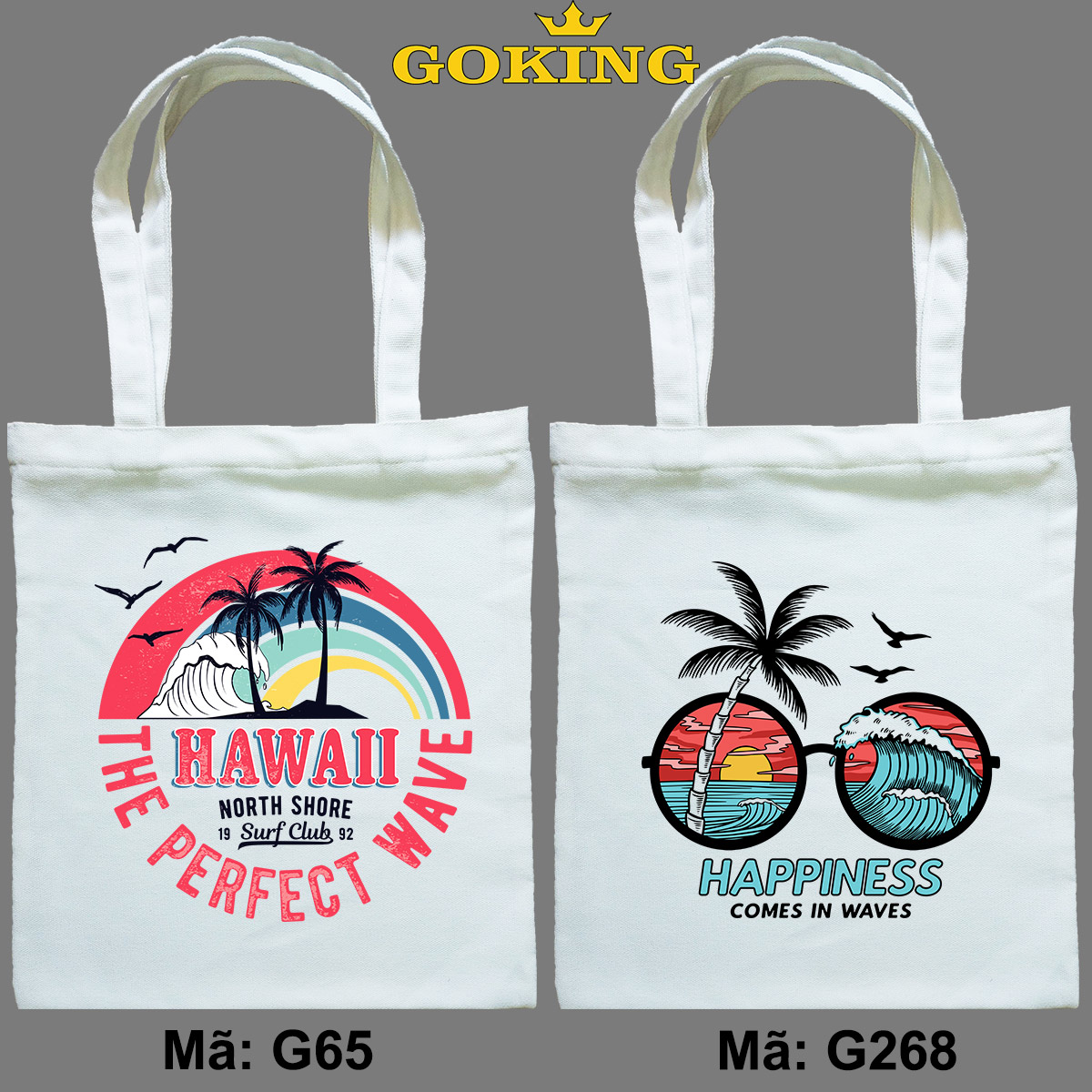 Túi xách tote, HAWAII, mã G65. Quà tặng cao cấp cho gia đình, nam nữ cặp đôi, hội nhóm, doanh nghiệp