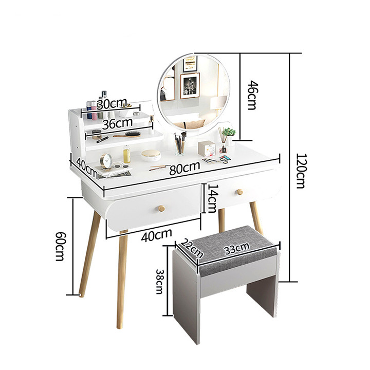 Bộ bàn ghế trang điểm kèm gương, bàn phấn BAH002.