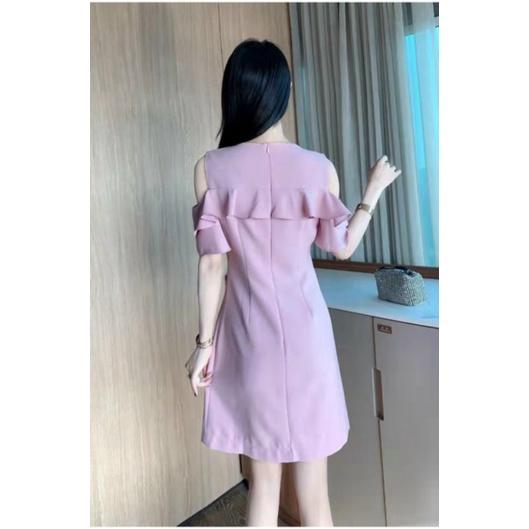 HÀNG NHẬP - ĐẦM SUÔNG LỤA TAY RỚT VAI ĐÍNH NƠ NGỰC