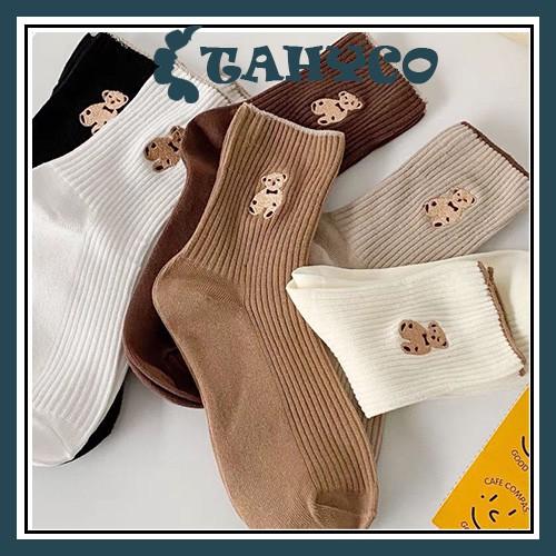 Tất nữ cổ cao dễ thương chất liệu cotton phong cách Hàn Quốc 2021 (KÈM HÌNH THẬT) TAHYCO TN04-dai