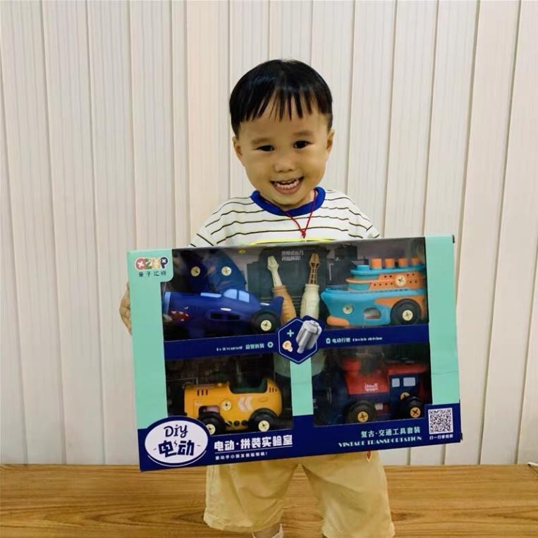 Ô Tô Đồ Chơi Lắp Rắp, Đồ Chơi Lắp Rắp Đa Dạng Mẫu Cho Bé từ 3 - 7 Tuổi- Dùng Pin