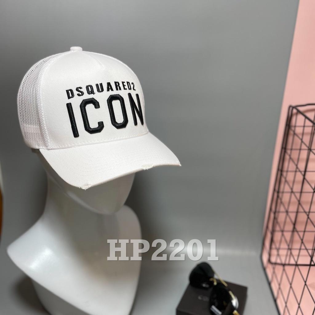 Mũ Lưỡi Trai Cao Cấp DSQ Nam nữ Khóa Gài Form Cứng Phối Lưới Sau Trắng Đen Logo Thêu Nổi Thiết Kế Thời Trang Freesize