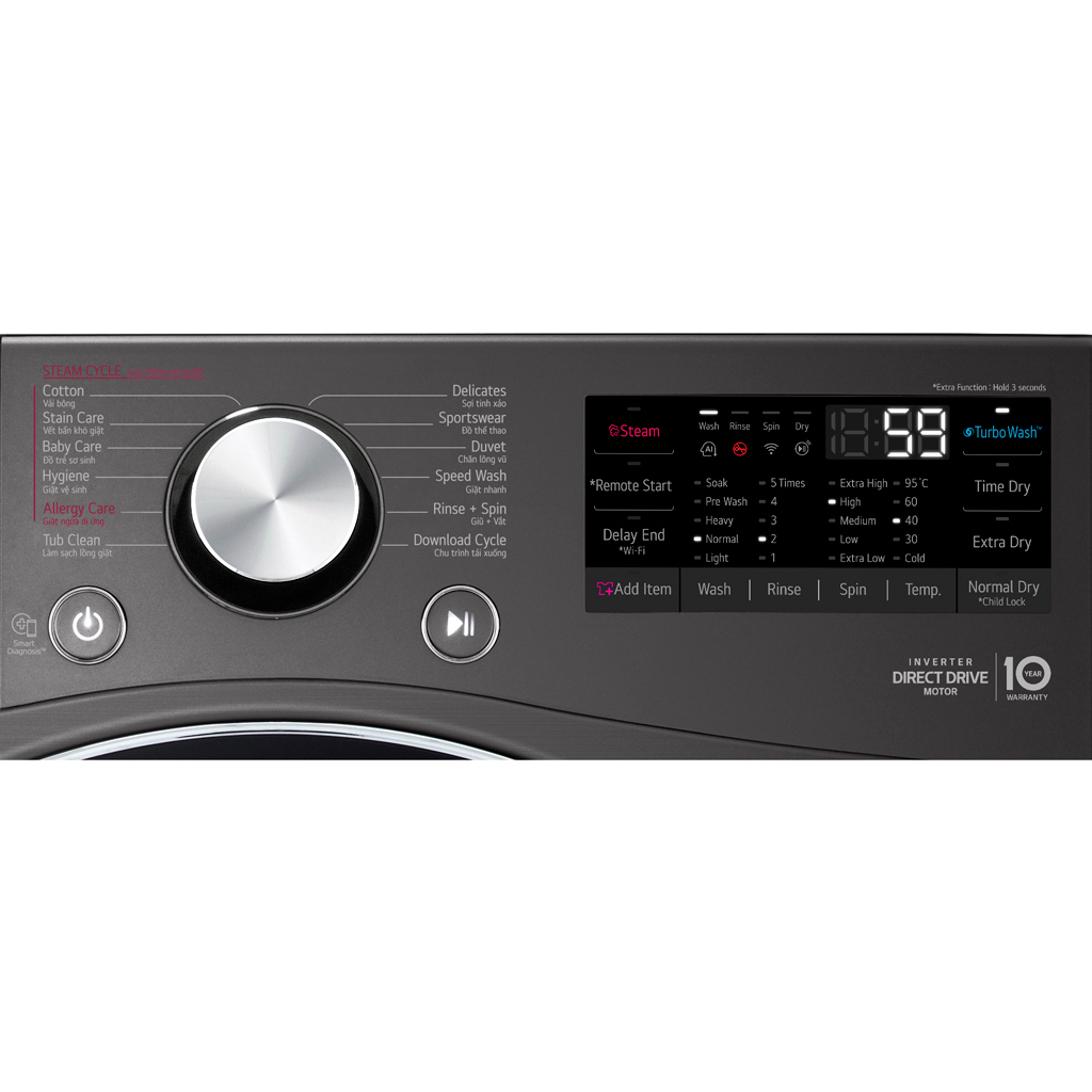 Máy giặt sấy LG Inverter 15/8 kg F2515RTGB - Hàng chính hãng - Giao HCM và 1 số tỉnh thành