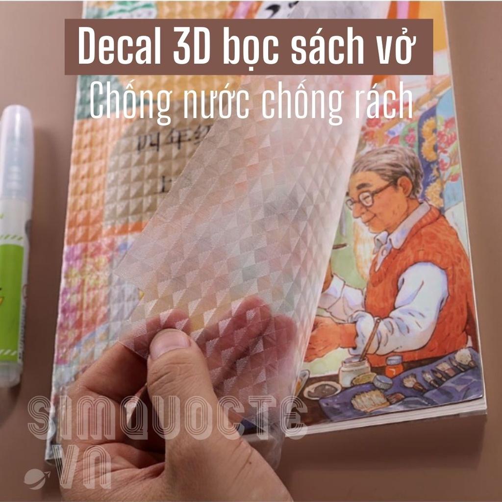 Set 10 Tờ Decal 3D Tự Dính Bọc Sách Vở Học Sinh Trong Suốt Nhiều Size Chống Nước Chống Rách