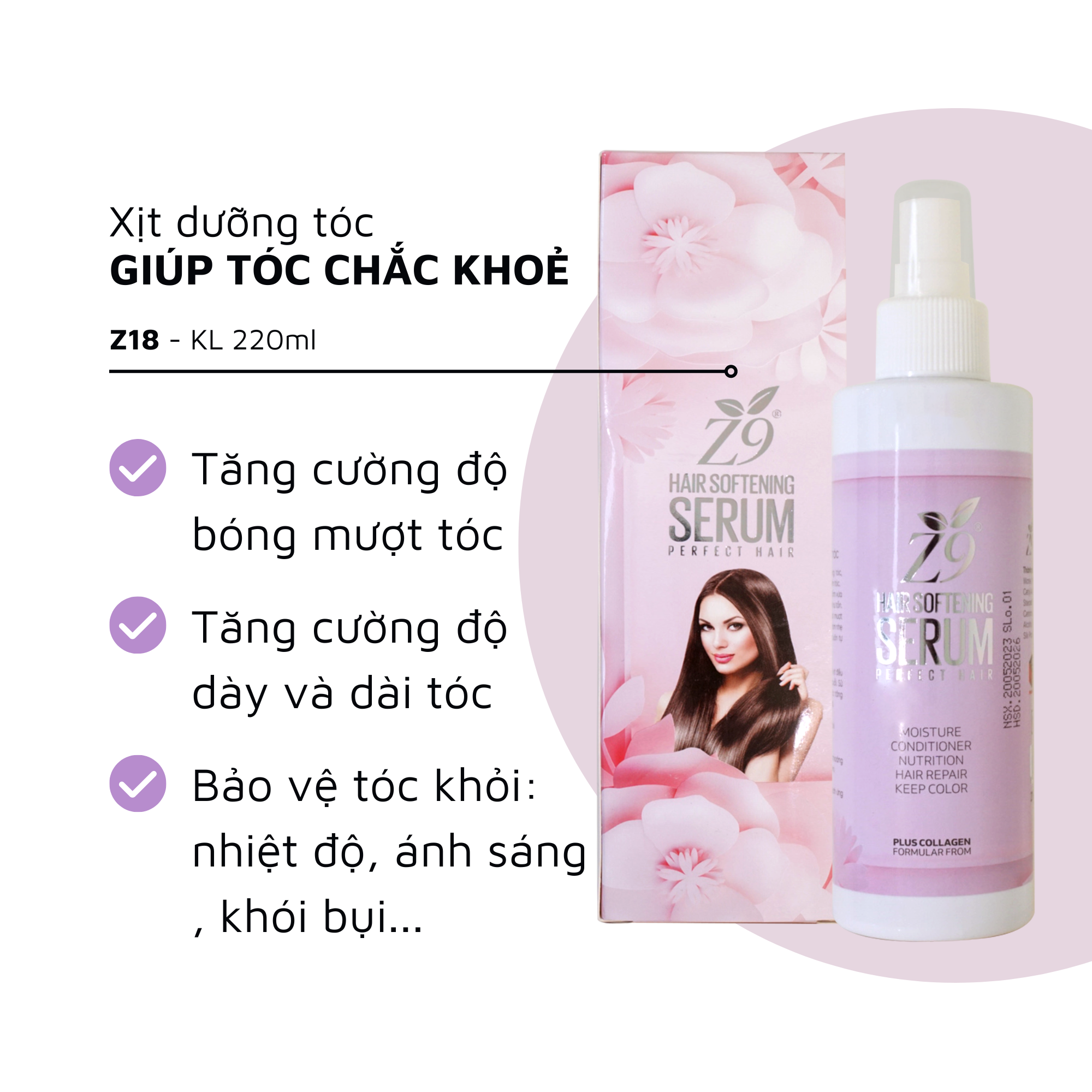 Xịt Dưỡng Tóc Z9 Mềm Mại Bồng Bềnh Suôn Mượt 220ml Z18