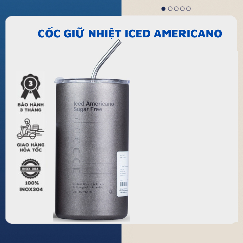 Ly giữ nhiệt cao cấp, cốc giữ nhiệt Iced Americano thể tích 600ML