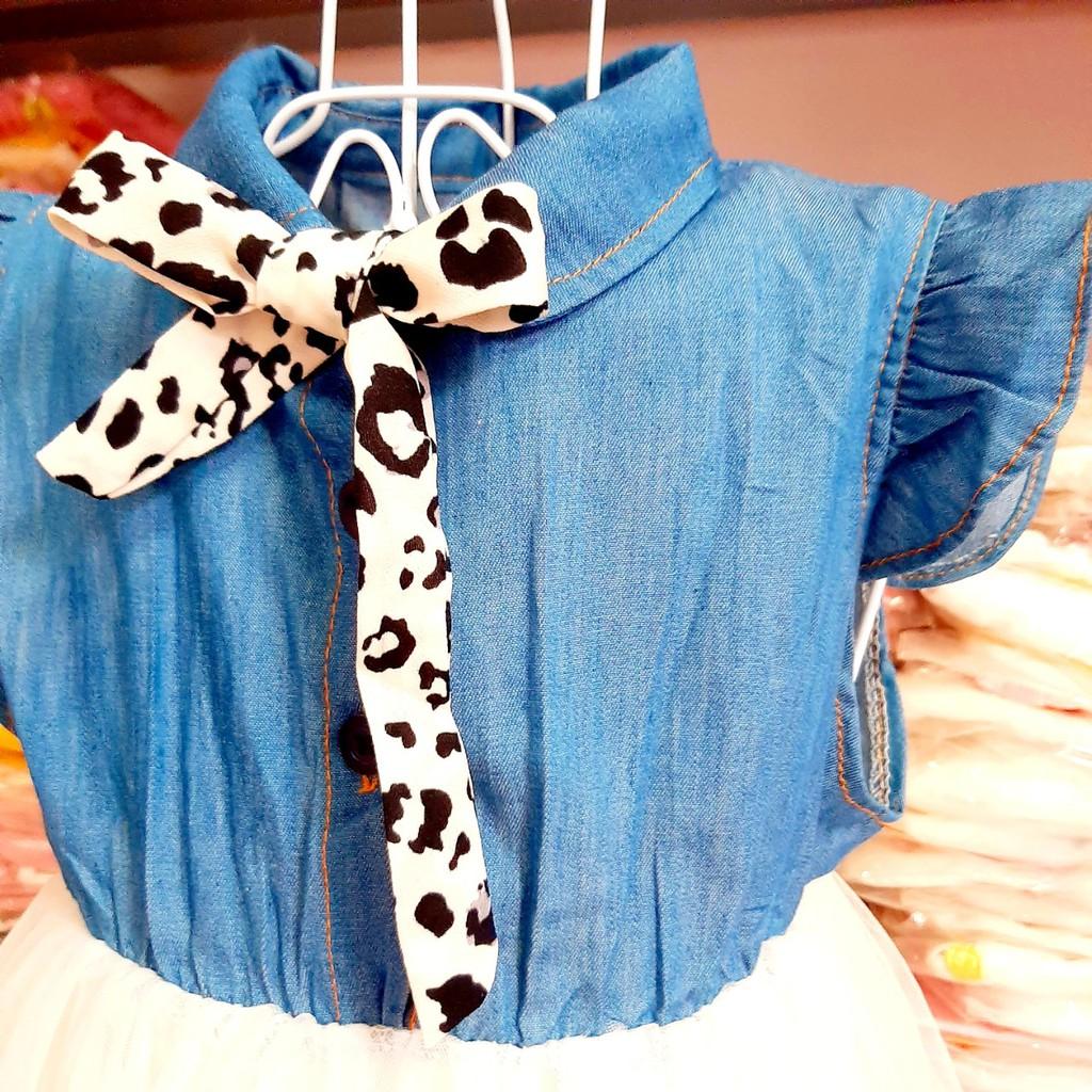 Váy cho bé gái chất giả jean phong cách từ sơ sinh đến 4 tuổi