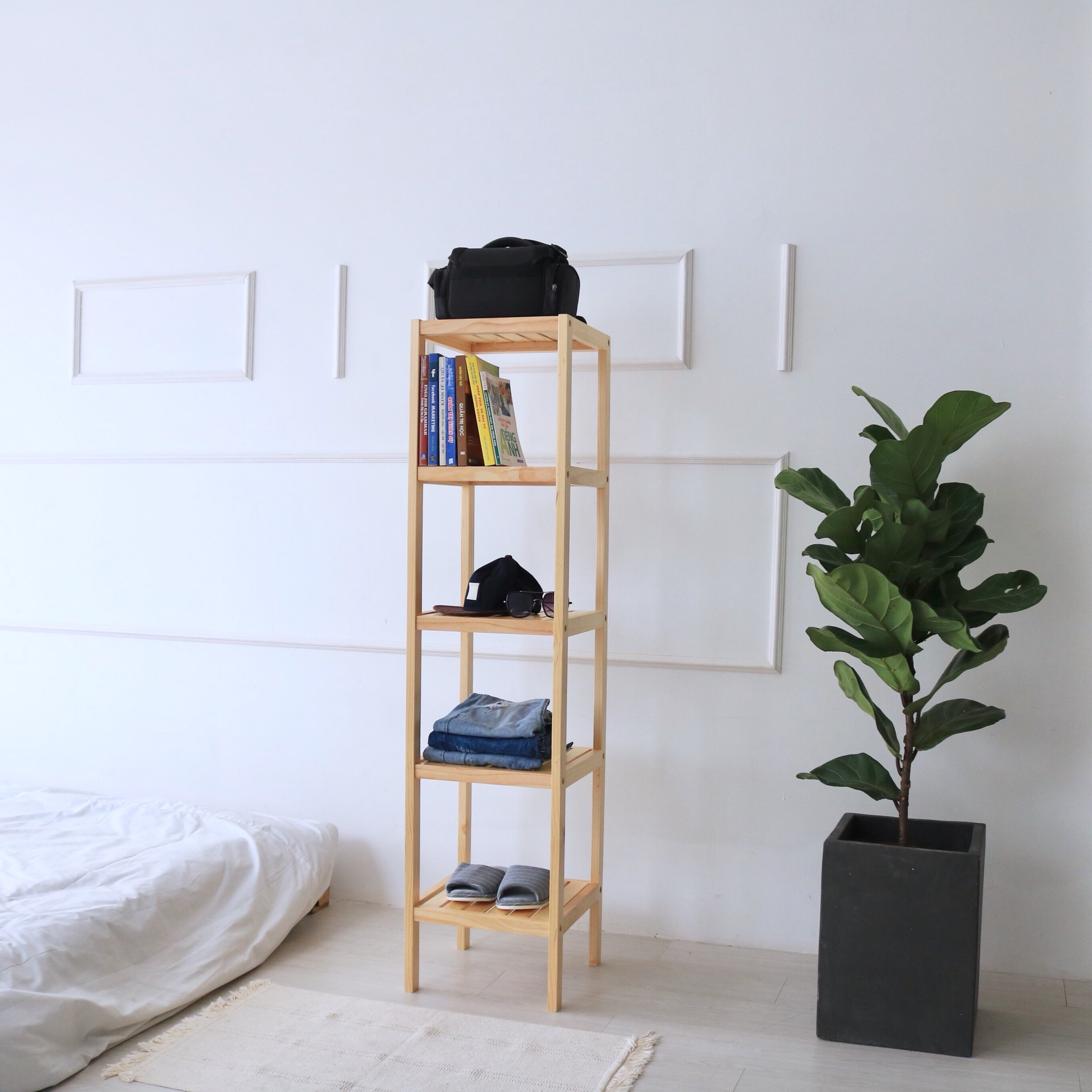 KỆ TRANG TRÍ NHÀ CỬA BẰNG GỖ (5 TẦNG) MÀU GỖ TỰ NHIÊN - SHELF 5F NATURAL