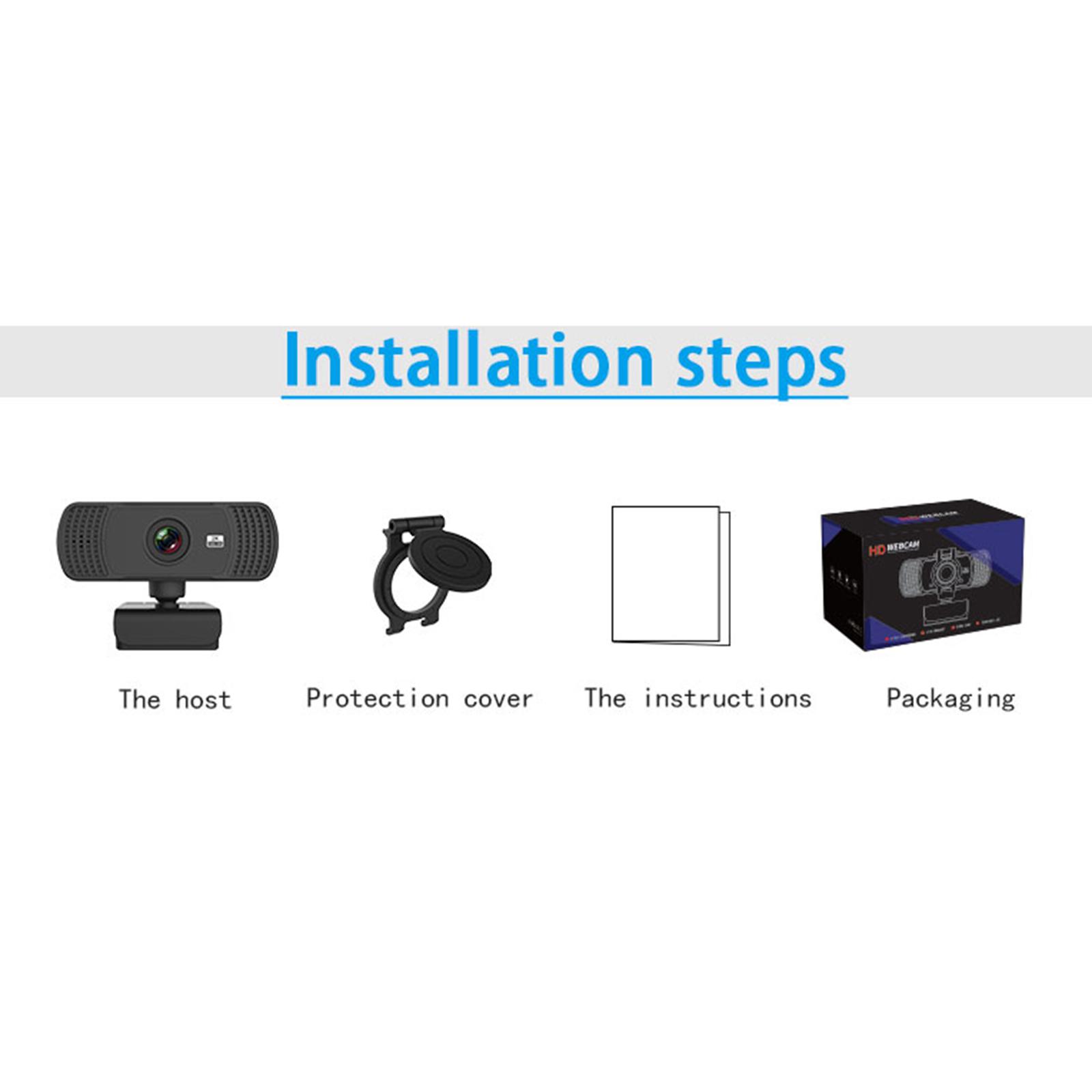 Webcame with Microphone Privacy Cover, 2K HD USB Web Camera PC Webcam with 360 Degree Rotation,Flexible Rotatable Clip for Recording, Streaming C6