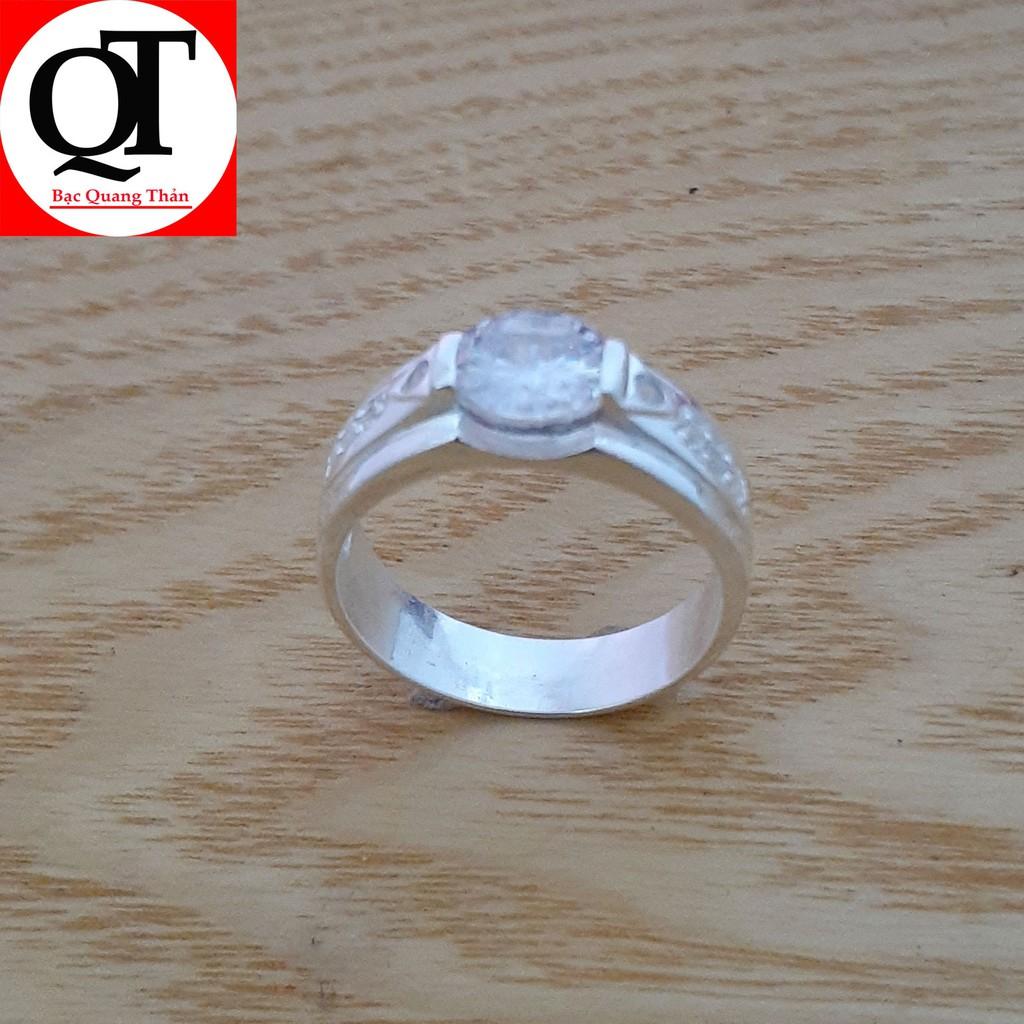 Nhẫn nam Bạc Quang Thản bản nhỏ đính đá COBIC cao cấp chất liệu bạc ta, phong cách cá tính - QTNA18