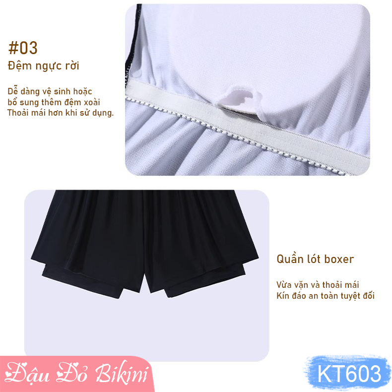 Bộ bơi nữ trẻ trung cá tính, áo crop top dài tay kín đáo có khóa kéo trước, quần bơi 2 lớp thể thao hiện đại, thun bơi lạnh mịn đẹp | KT603