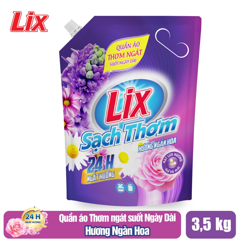 Túi nước giặt Lix sạch thơm hương ngàn hoa 3.5kg N7403