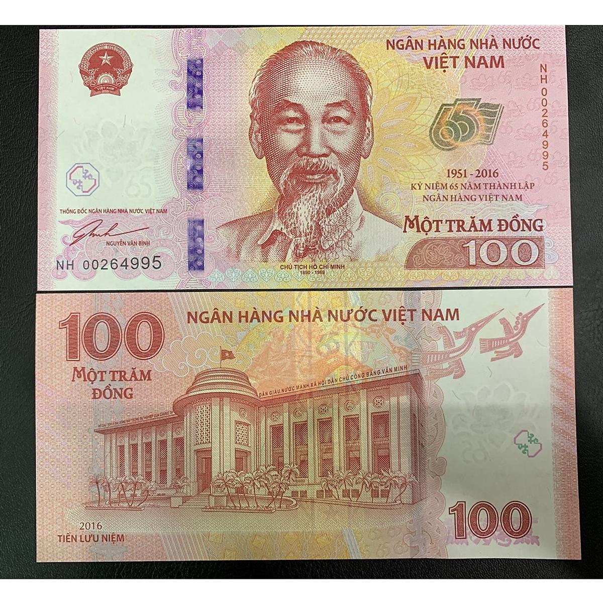 Tiền 100 đồng kỷ niệm 65 năm thành lập ngân hàng nhà nước Việt Nam năm 2016, mới 100% - PASA House