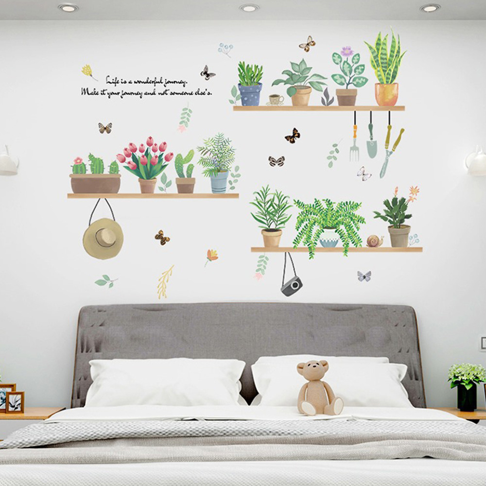 Decal giấy dán tường kệ xương rồng XL7249