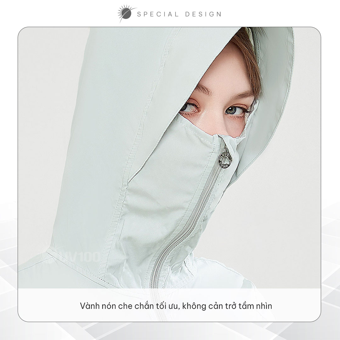 Áo khoác chống nắng nữ UPF50+ chống tia UV 99% siêu nhẹ thoáng mát UV100 AL22085