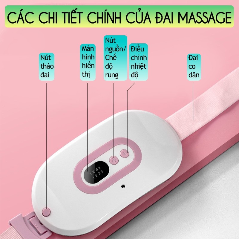 Máy Chườm Ấm Bụng, Đai Chườm Nóng, Massage Giảm Đau Bụng, Đau Lưng Khi Đến Kỳ Kinh Nguyệt Cho Bạn Gái