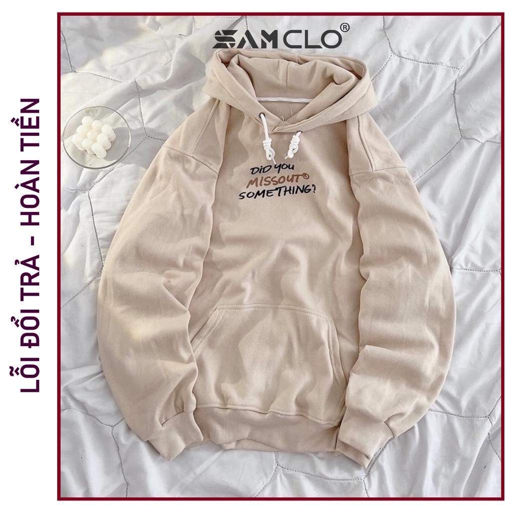 Áo khoác nỉ hoodie SAM CLO nam nữ chui có mũ tay dài thu đông freesize dáng Unisex in CHUI DID YOU