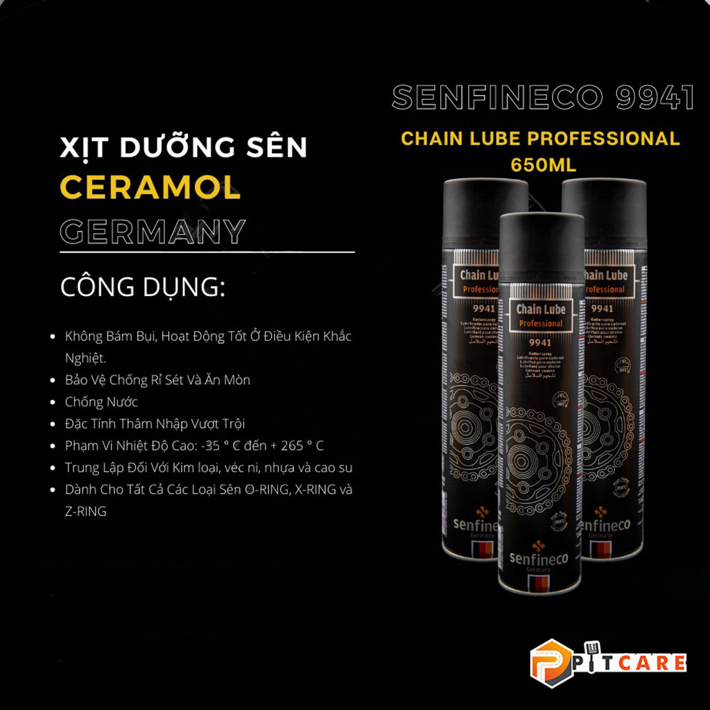 Xịt Dưỡng Sên Không Văng Senfineco Chain Lube Extreme 9941 650ml Chính Hãng