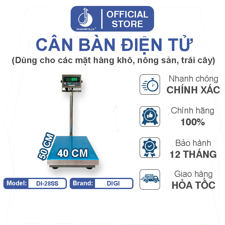 Cân Bàn Điện Tử DI28SS - Mặt Bàn Cân 400x500MM - Đầu Chống Nước