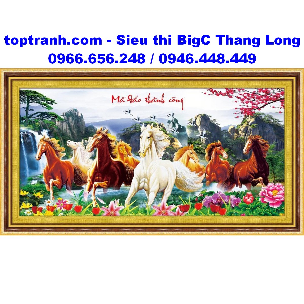 Tranh thêu chữ thập mã đáo thành công, ngựa chạy trên nước 88951